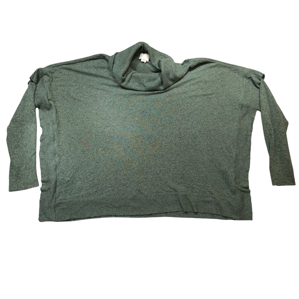Oversized Cowl Neck Sweater Heather Green Knit Drop Shoulder XS Small‎